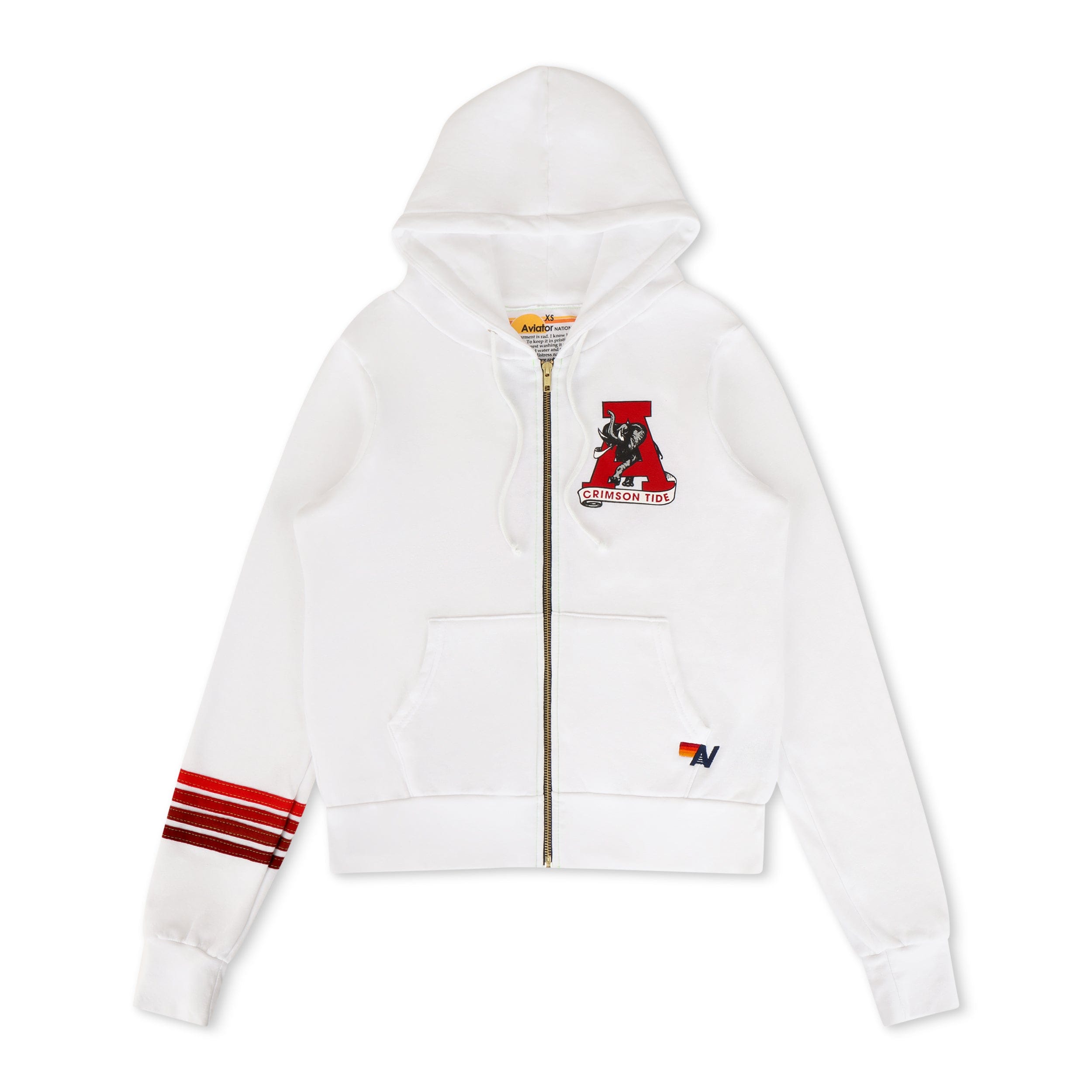 UNIVERSITY OF ALABAMA ROLL TIDE ZIP HOODIE - WHITE - Image 5