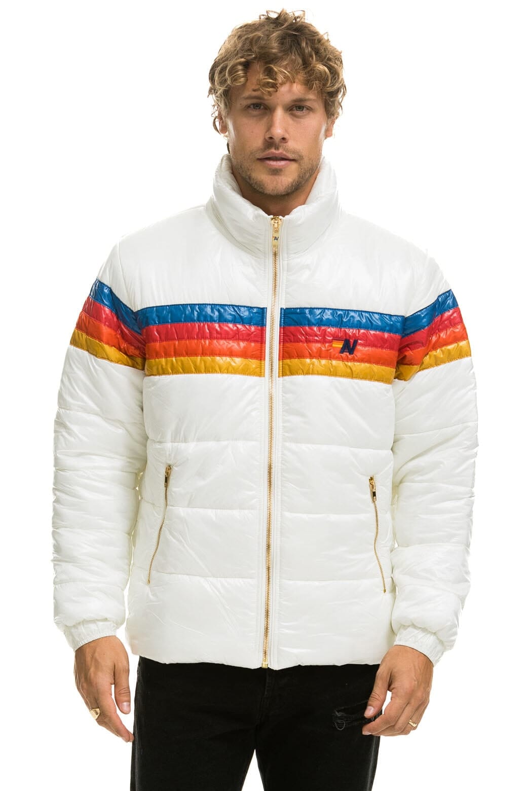 4 STRIPE LUXE TRAVELER JACKET - GLOSSY WHITE - Image 3
