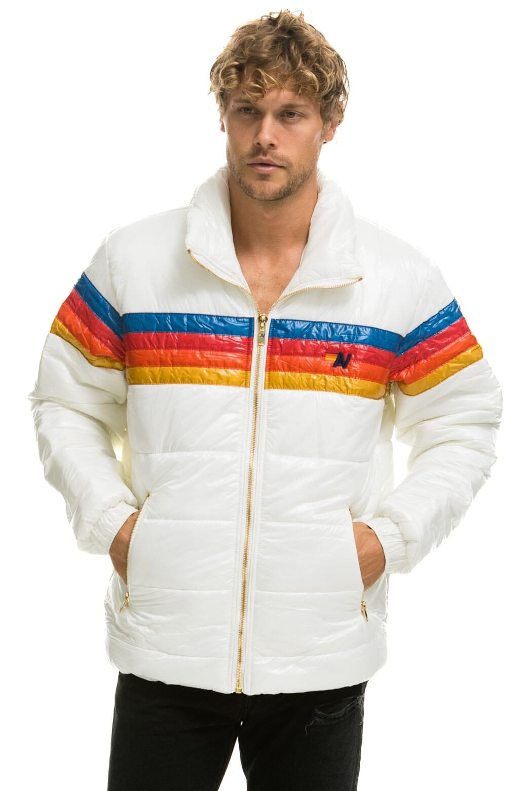 4 STRIPE LUXE TRAVELER JACKET - GLOSSY WHITE - Image 6