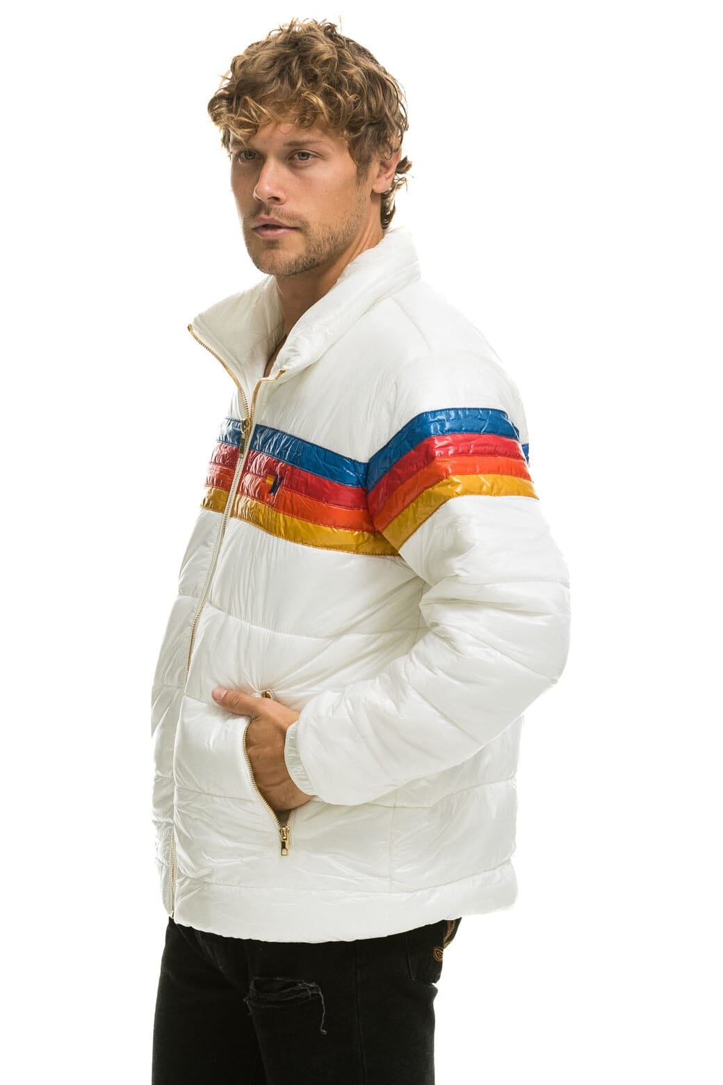 4 STRIPE LUXE TRAVELER JACKET - GLOSSY WHITE - Image 4