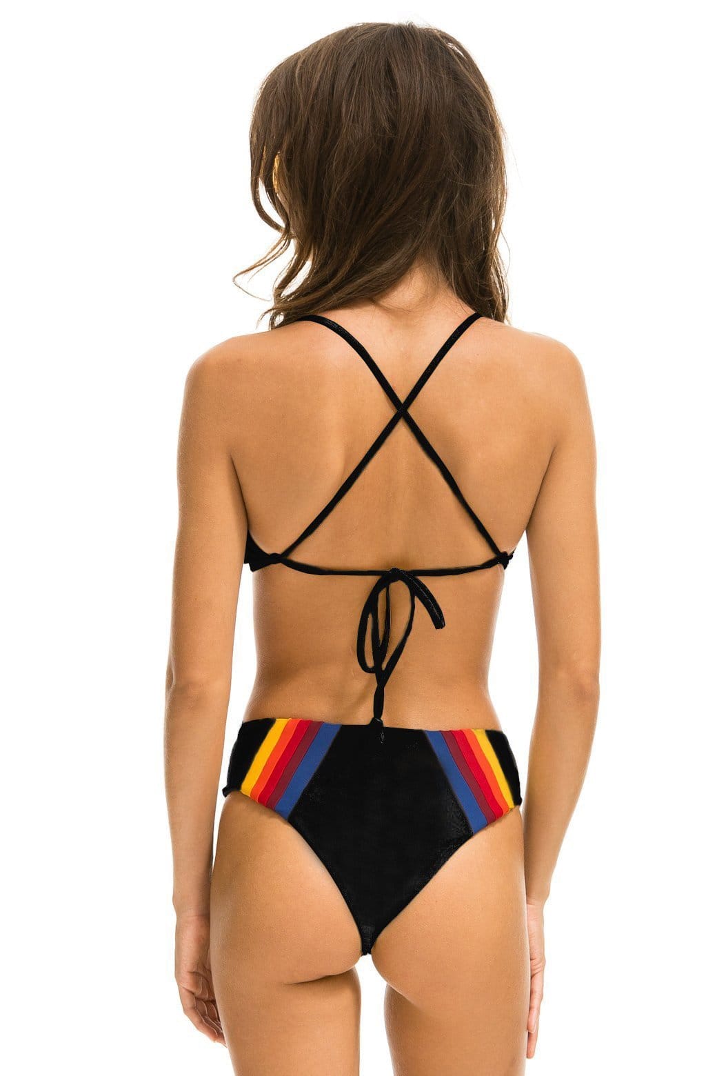 5 STRIPE HI-WAISTED BIKINI BOTTOMS - BLACK - Image 3