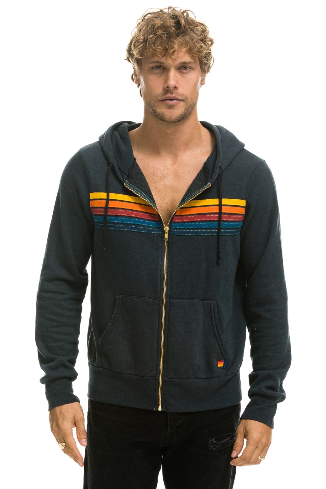 5 STRIPE HOODIE - CHARCOAL - Image 2