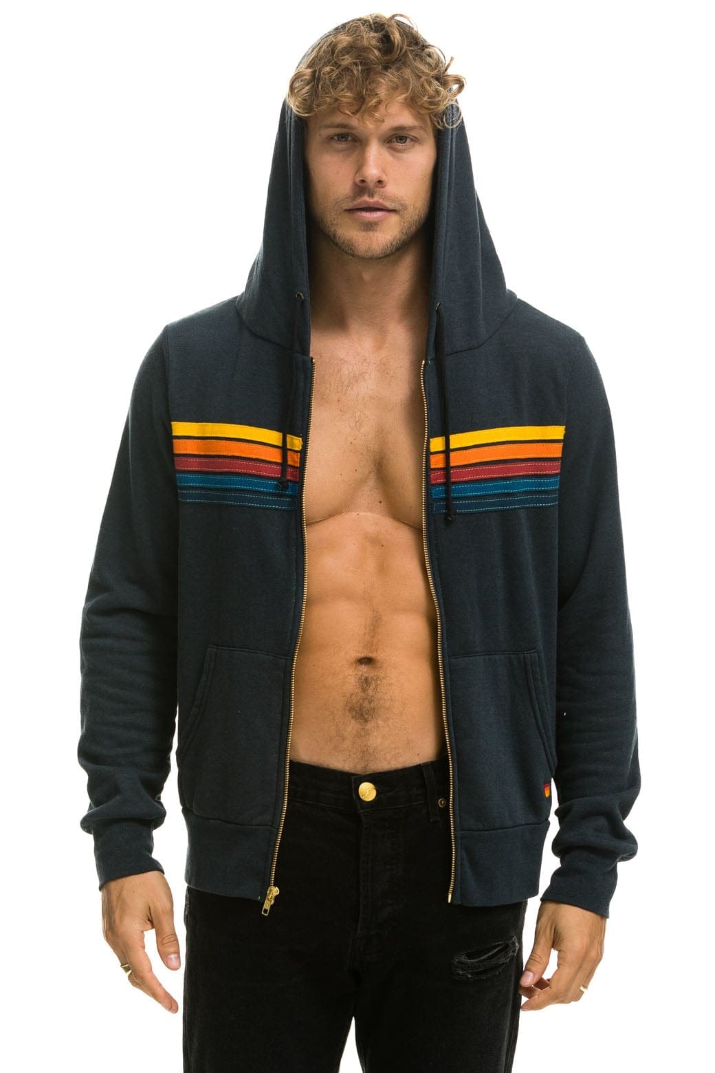 5 STRIPE HOODIE - CHARCOAL - Image 4