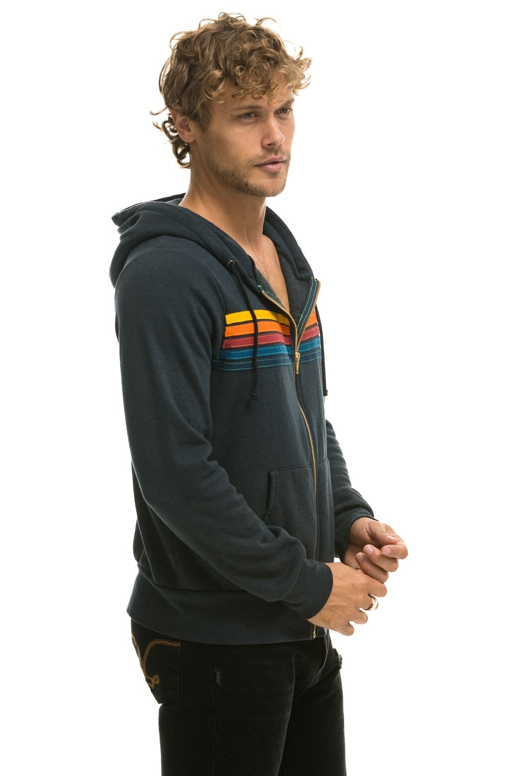 5 STRIPE HOODIE - CHARCOAL - Image 8