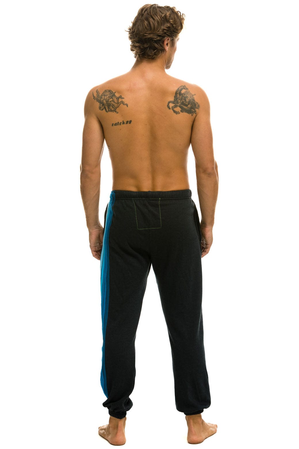 5 STRIPE SWEATPANTS - CHARCOAL // BLUE - Image 4