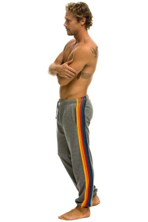 5 STRIPE SWEATPANTS - HEATHER GREY