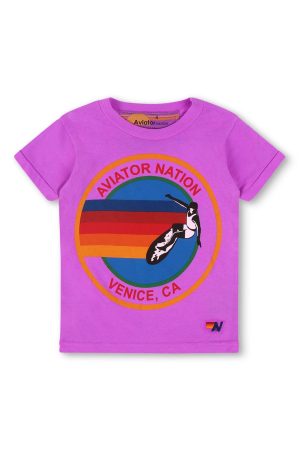 KID'S AVIATOR NATION TEE - NEON PURPLE