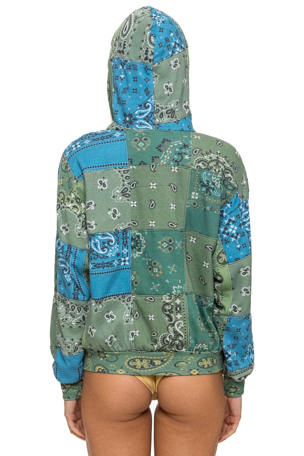 BANDANA QUILTED RELAXED ZIP HOODIE - GREEN - Image 11