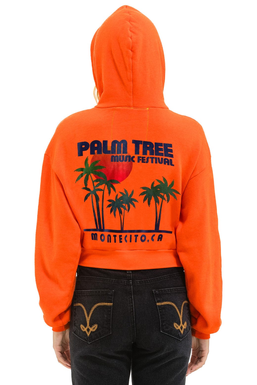 PALM TREE MONTECITO 2025 CROPPED ZIP HOODIE RELAXED - ORANGE - Image 3