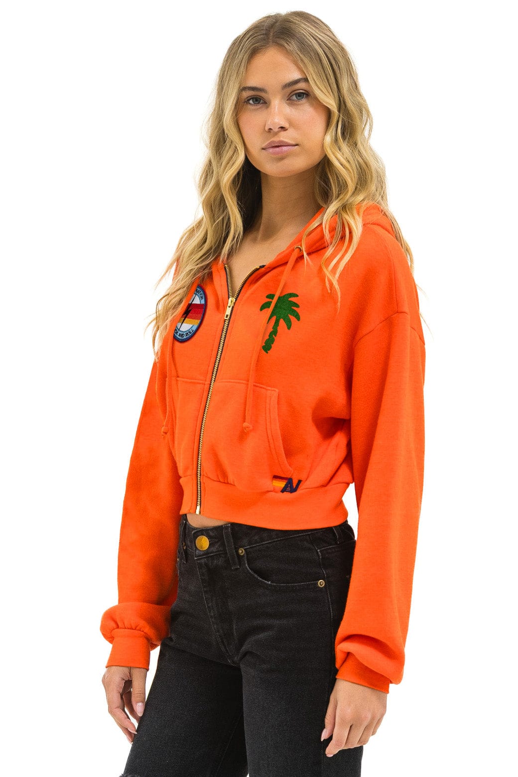 PALM TREE MONTECITO 2025 CROPPED ZIP HOODIE RELAXED - ORANGE - Image 2