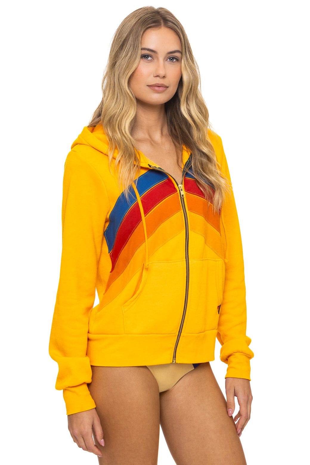 MOUNTAIN STITCH CHEVRON 4 ZIP HOODIE - GOLD - Image 8