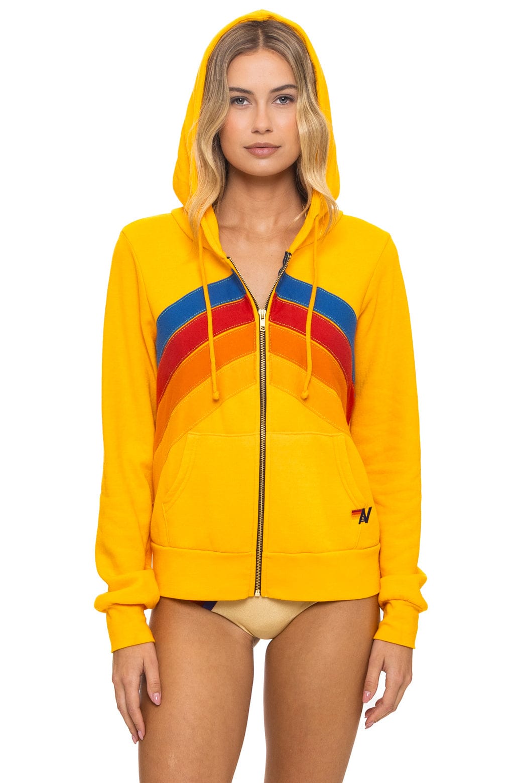 MOUNTAIN STITCH CHEVRON 4 ZIP HOODIE - GOLD