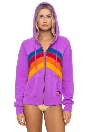 MOUNTAIN STITCH CHEVRON 4 ZIP HOODIE - NEON PURPLE