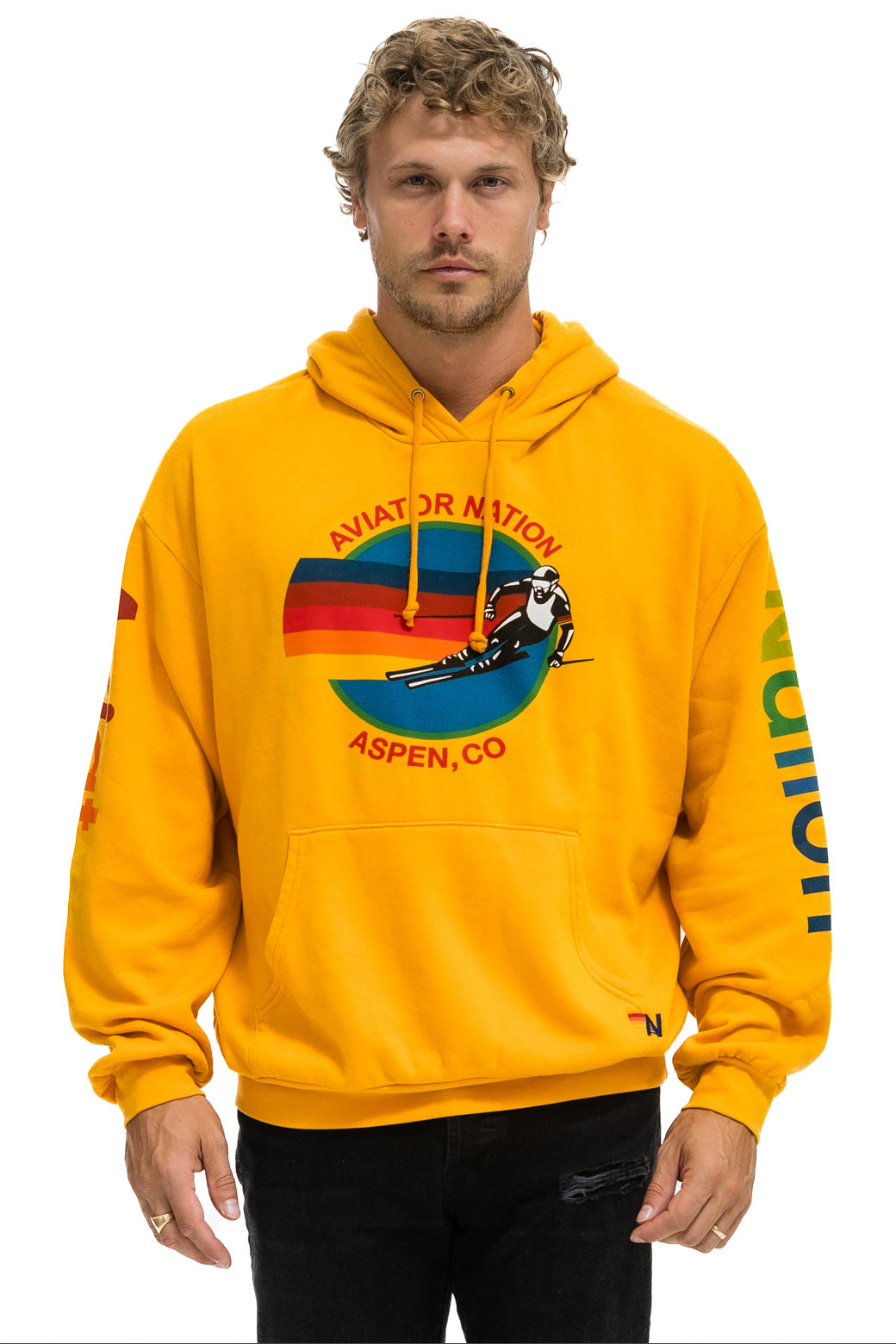 AVIATOR NATION ASPEN RELAXED PULLOVER HOODIE - GOLD - Image 2