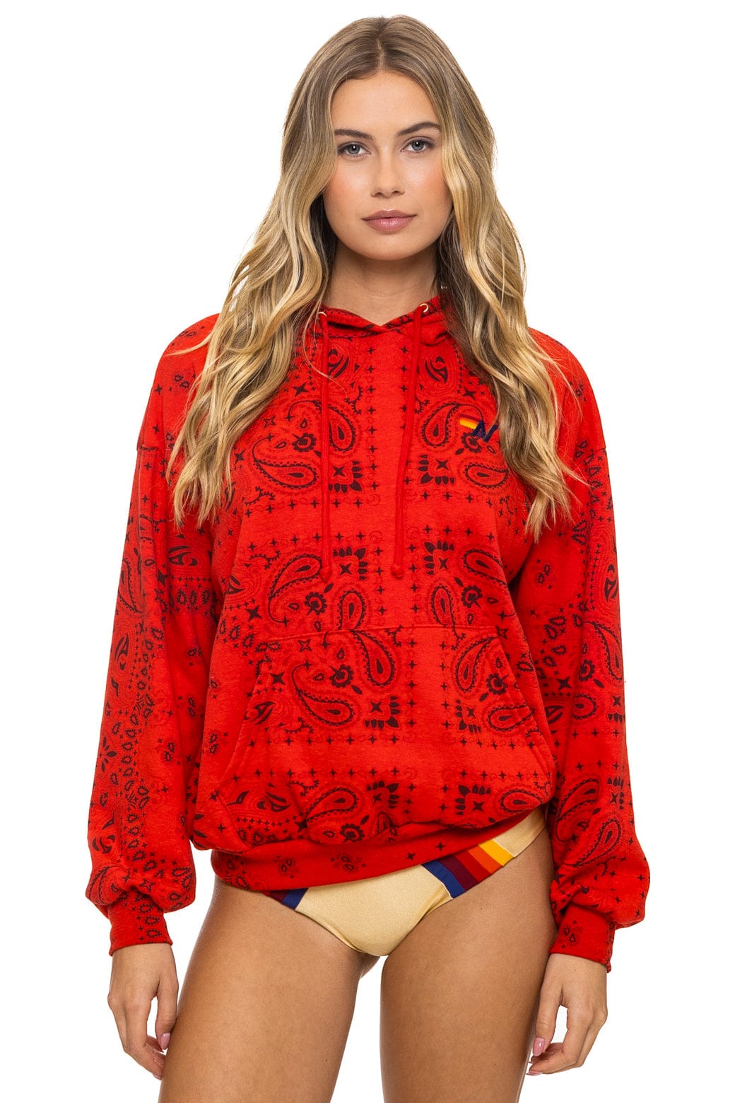 BANDANA RELAXED PULLOVER HOODIE - RED - Image 5