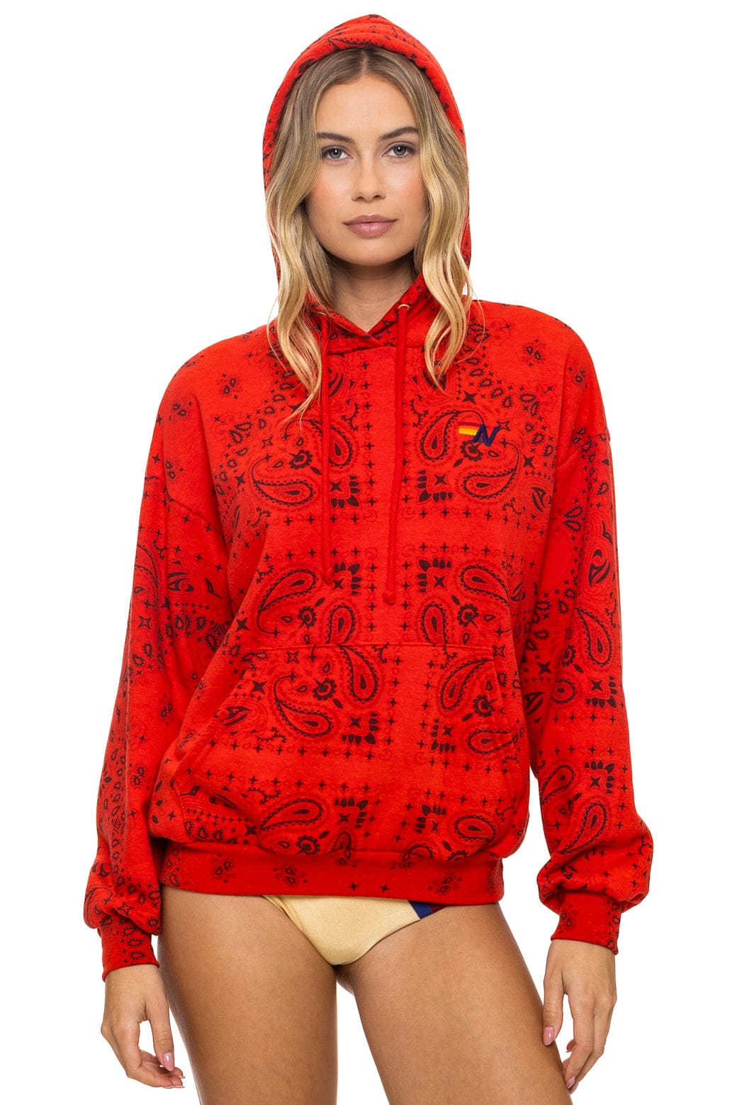 BANDANA RELAXED PULLOVER HOODIE - RED