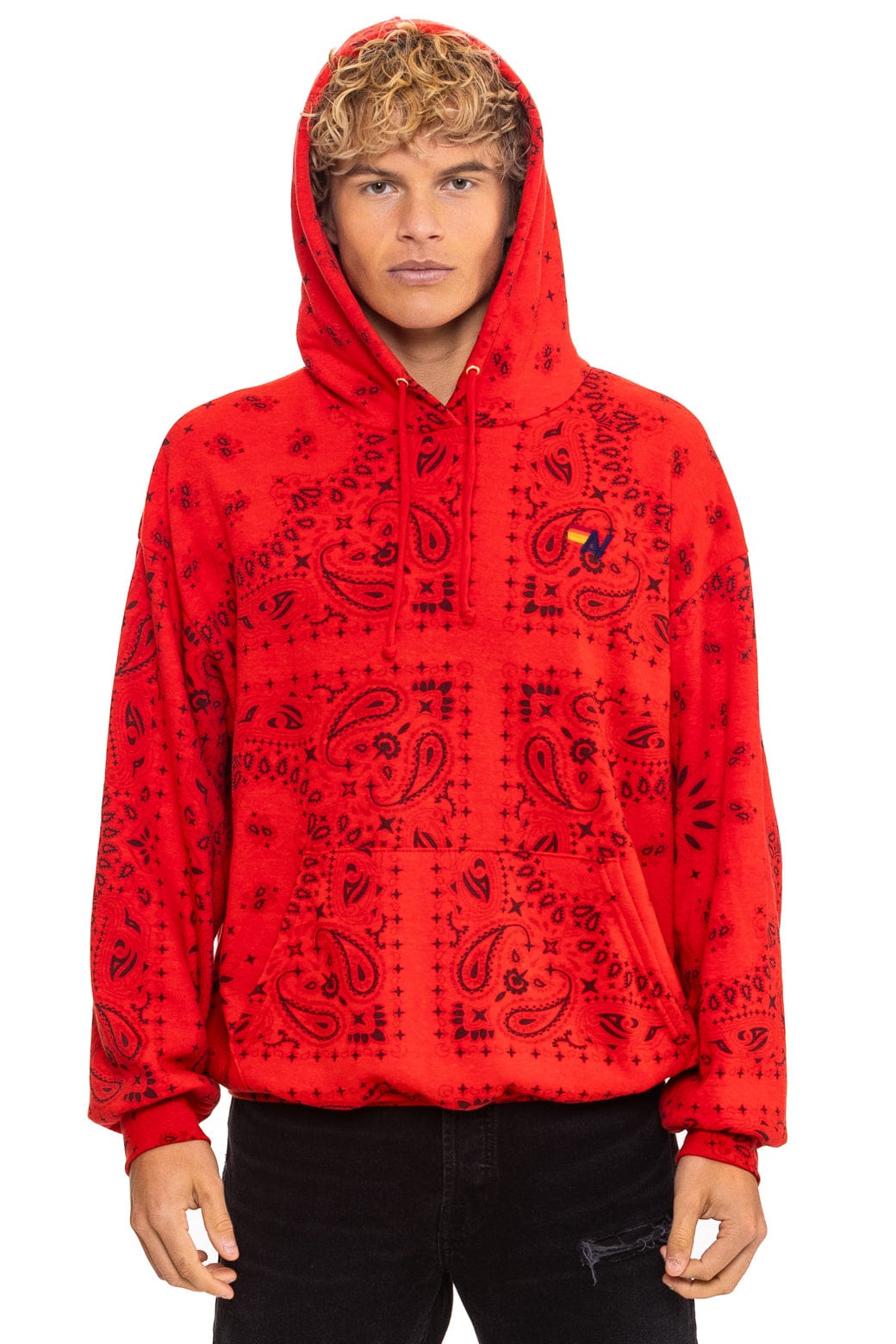 BANDANA RELAXED PULLOVER HOODIE - RED - Image 2
