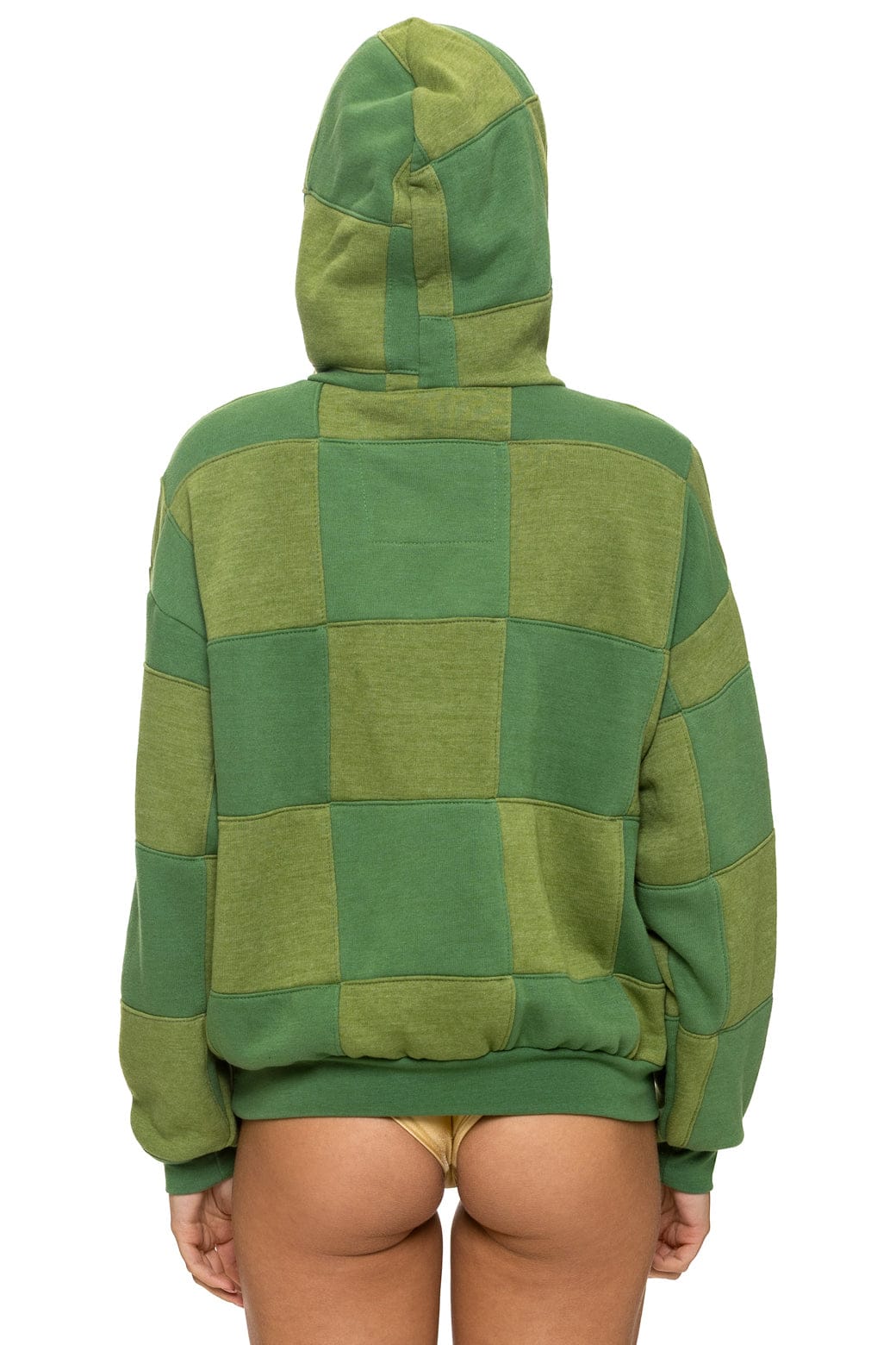 CHECK QUILT RELAXED PULLOVER HOODIE - JUNGLE GREEN // PALM - Image 8