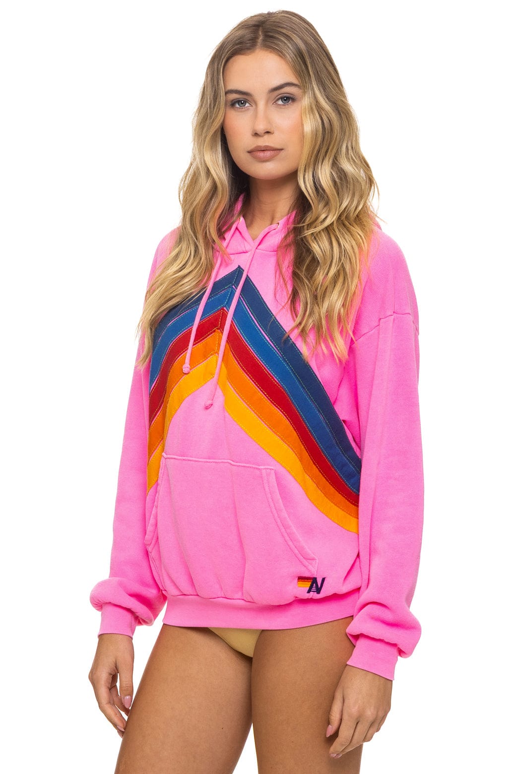 MOUNTAIN STITCH CHEVRON PULLOVER HOODIE RELAXED - NEON PINK - Image 3
