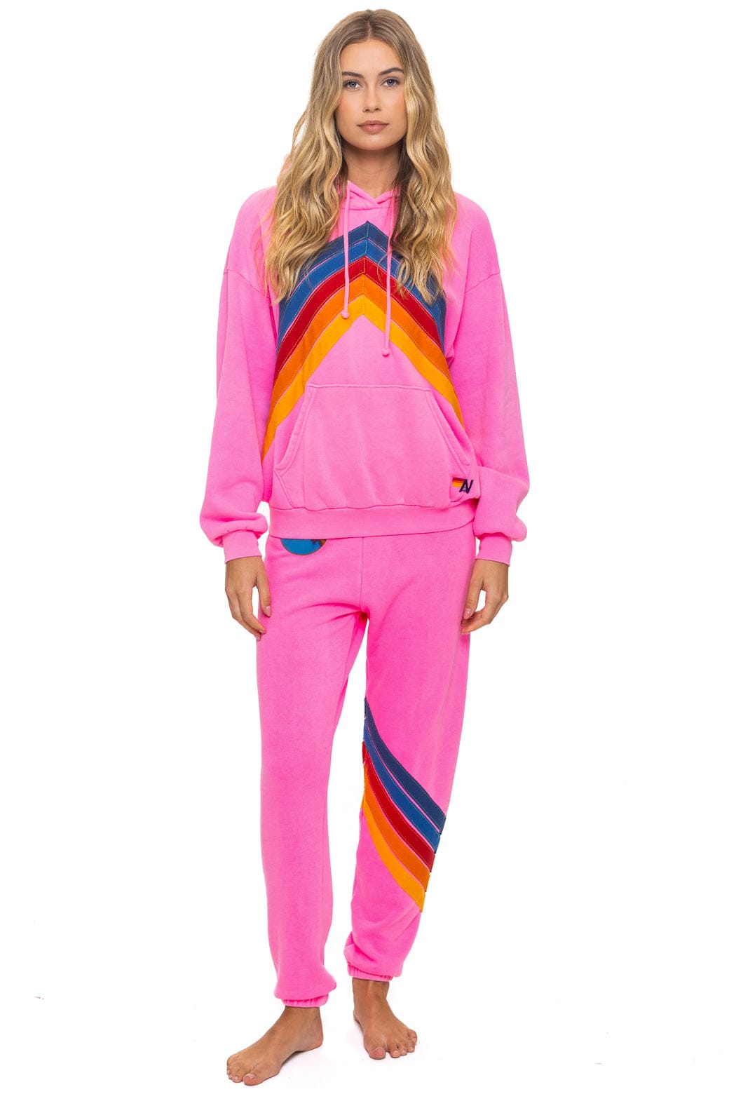 MOUNTAIN STITCH CHEVRON PULLOVER HOODIE RELAXED - NEON PINK - Image 2