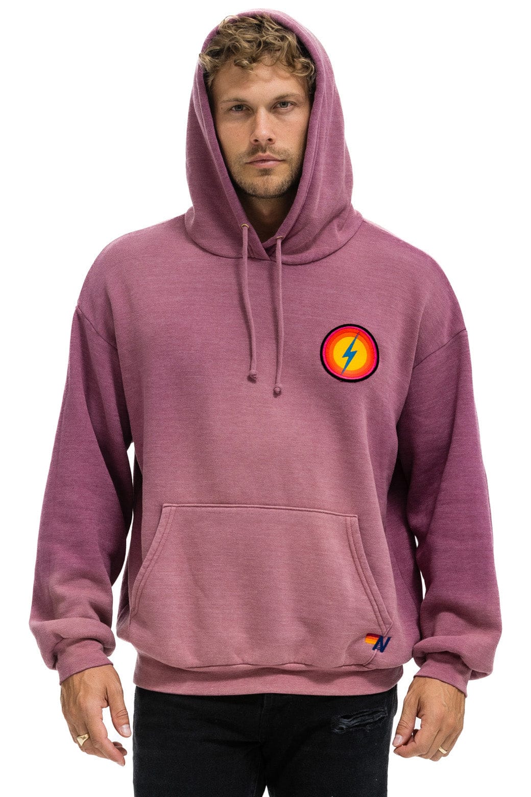 BOLT BULLSEYE PATCH PULLOVER RELAXED HOODIE - FADED BERRY - Image 2