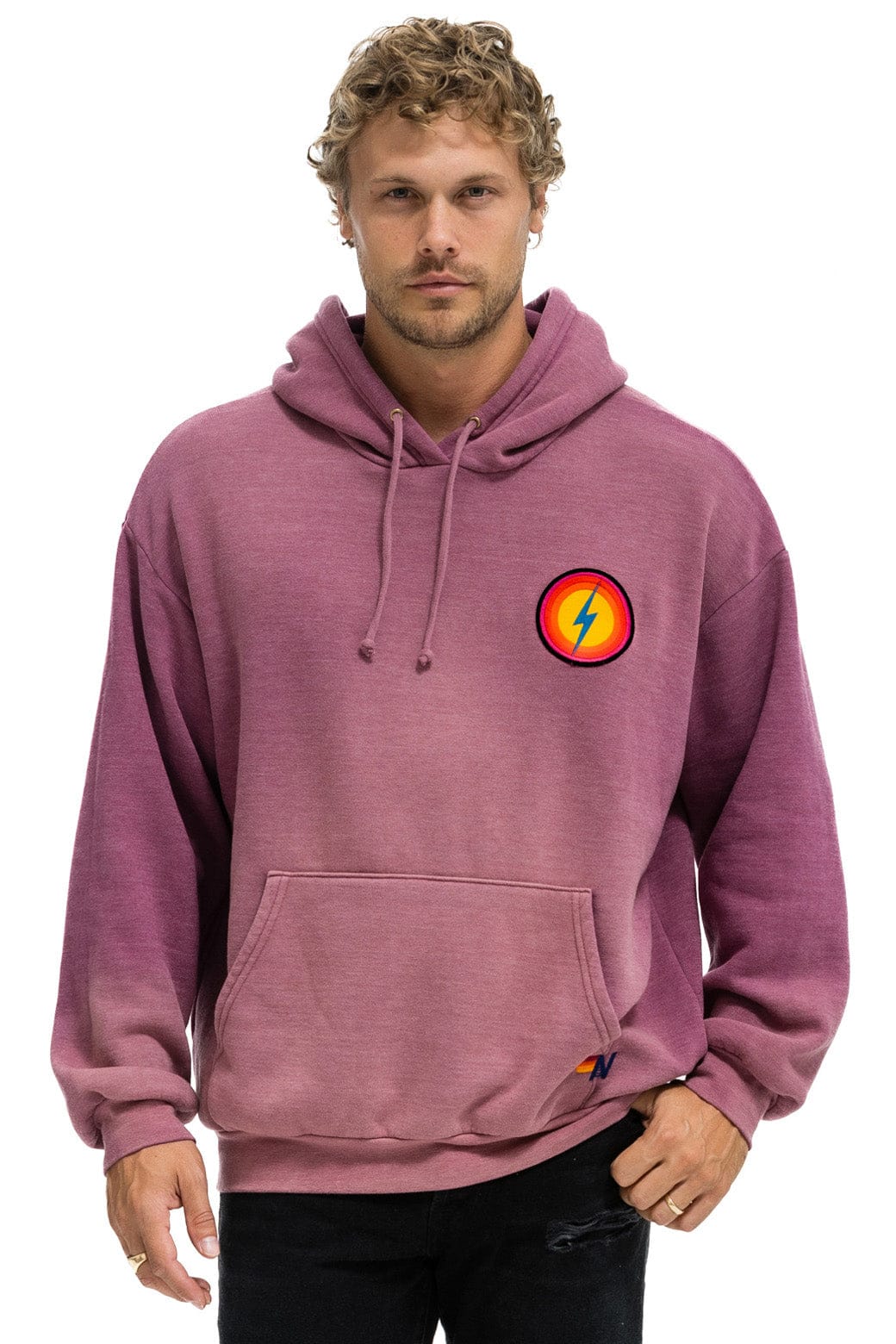 BOLT BULLSEYE PATCH PULLOVER RELAXED HOODIE - FADED BERRY - Image 8