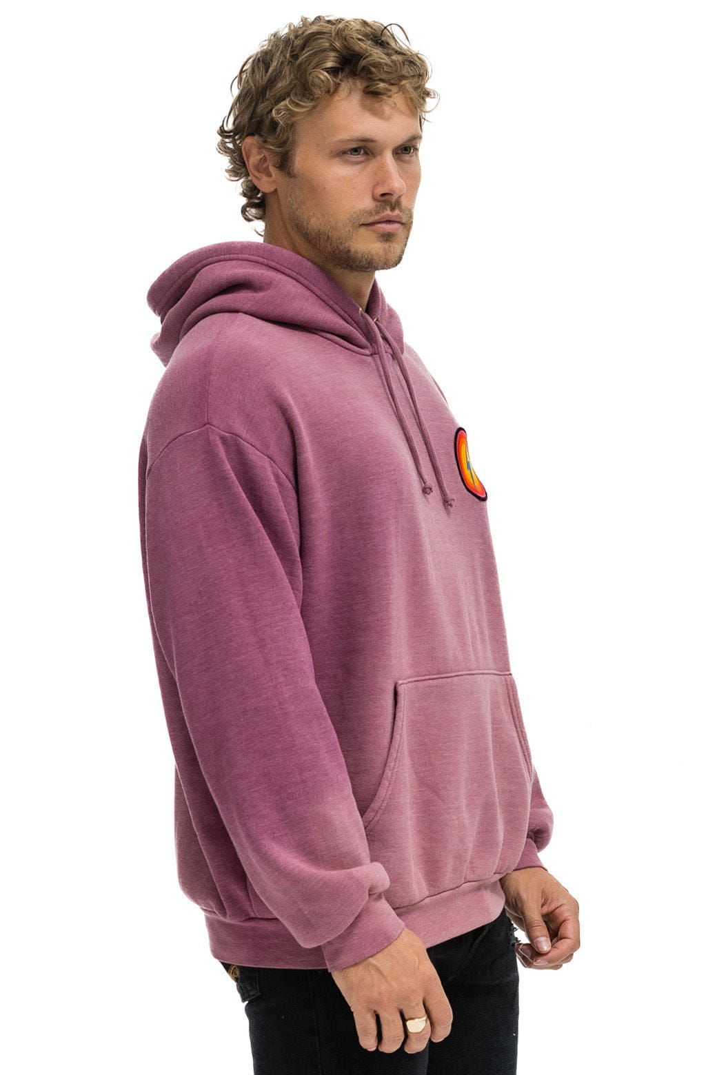 BOLT BULLSEYE PATCH PULLOVER RELAXED HOODIE - FADED BERRY - Image 6