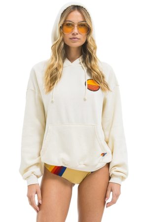 SUNSET PATCH PULLOVER RELAXED HOODIE - VINTAGE WHITE