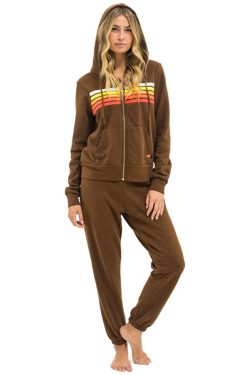 5 STRIPE HOODIE - CHOCOLATE // WHITE NEON - Image 12