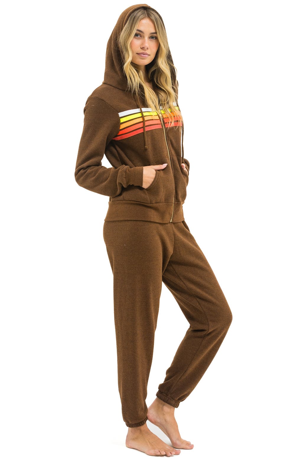 5 STRIPE HOODIE - CHOCOLATE // WHITE NEON - Image 13