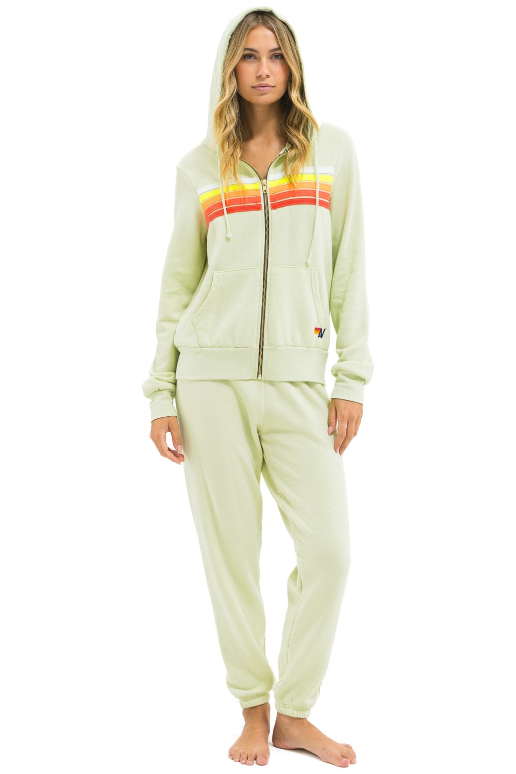 5 STRIPE HOODIE - LIME CREAM // WHITE NEON - Image 12