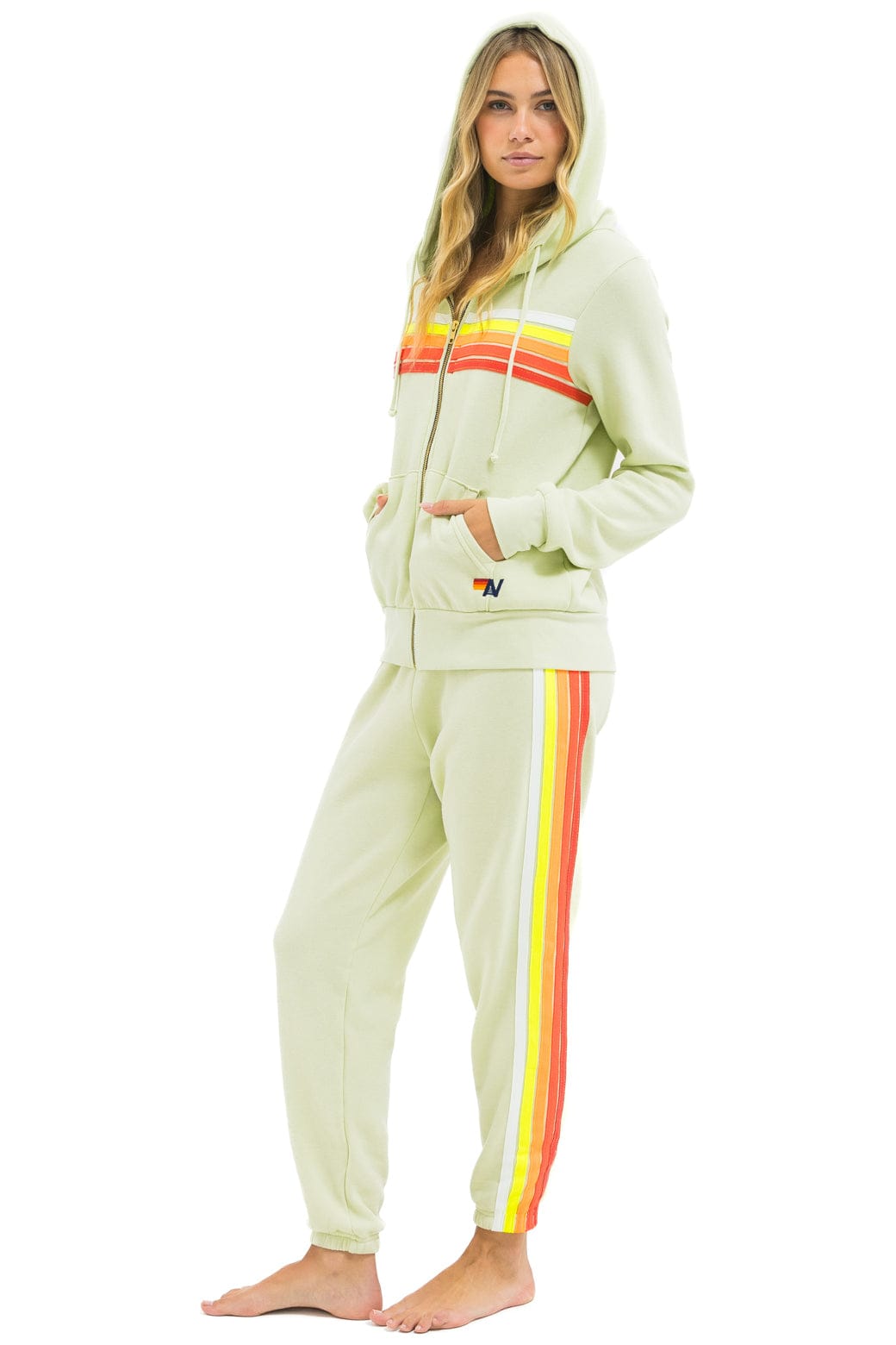 5 STRIPE HOODIE - LIME CREAM // WHITE NEON - Image 11