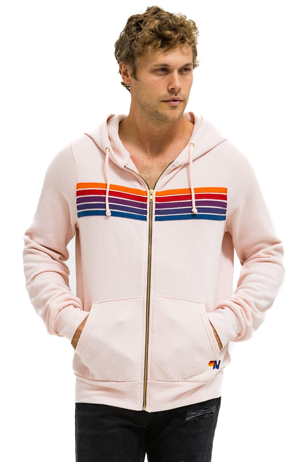 5 STRIPE HOODIE - LIGHT PINK // PURPLE // ORANGE - Image 4