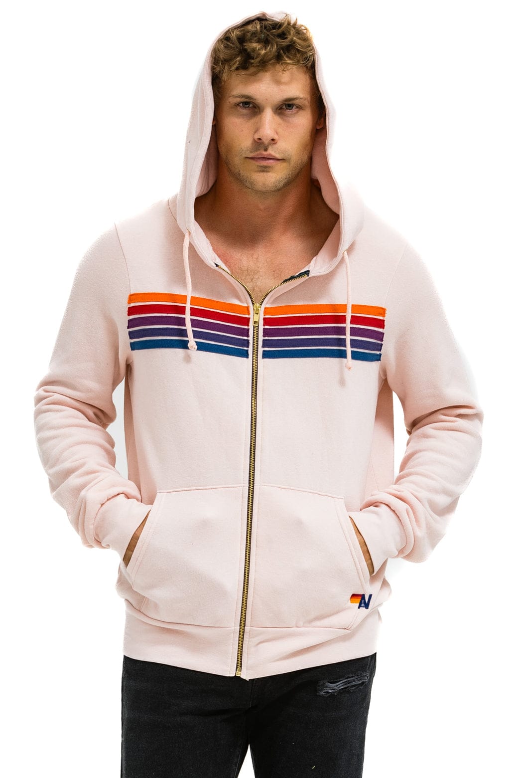 5 STRIPE HOODIE - LIGHT PINK // PURPLE // ORANGE - Image 2