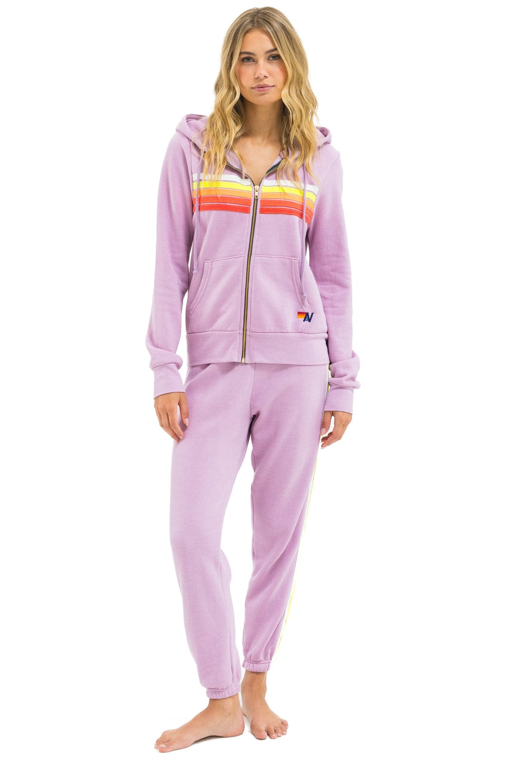 5 STRIPE HOODIE - MAUVE // WHITE NEON - Image 7