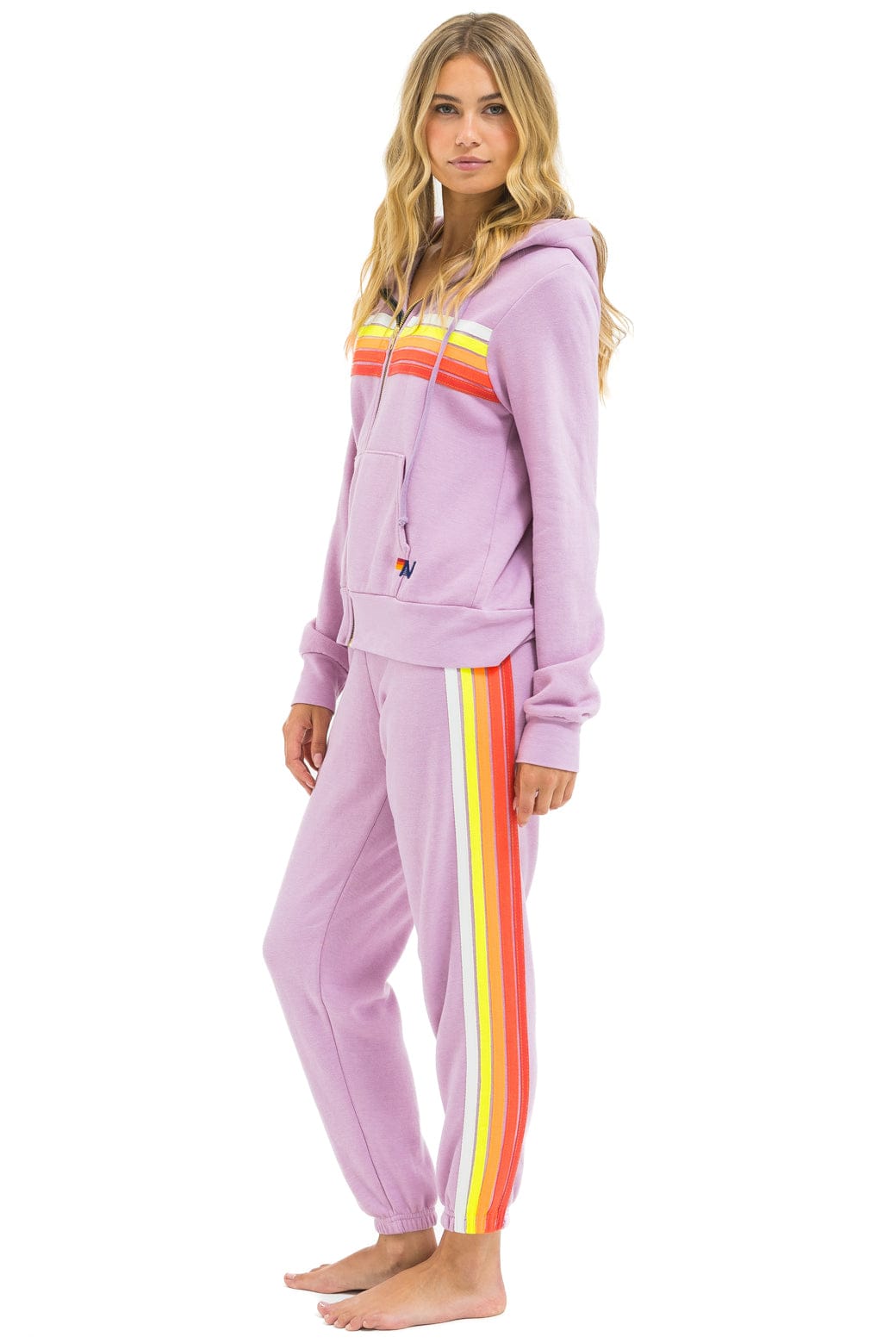 5 STRIPE HOODIE - MAUVE // WHITE NEON - Image 6