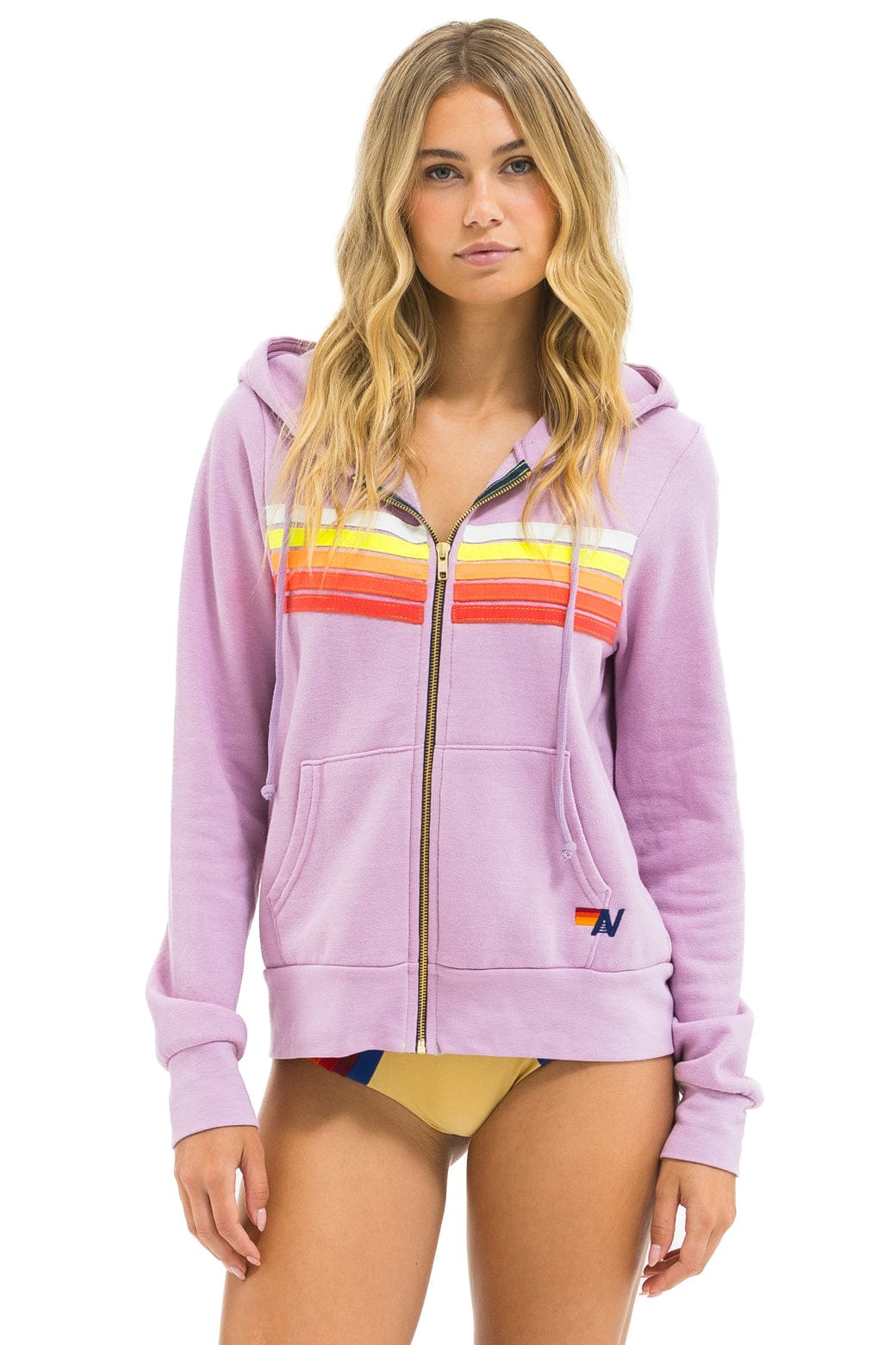 5 STRIPE HOODIE - MAUVE // WHITE NEON - Image 2