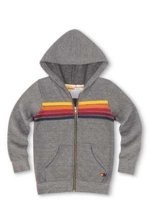 KID'S 5 STRIPE HOODIE - HEATHER GREY