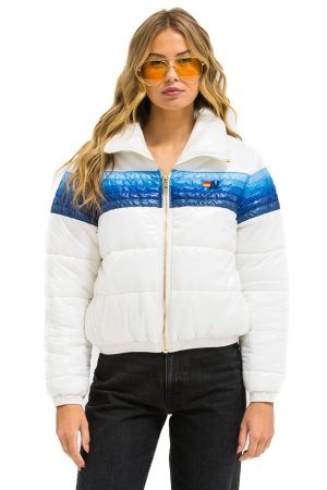 5 STRIPE APRES JACKET - GLOSSY WHITE // BLUE STRIPES