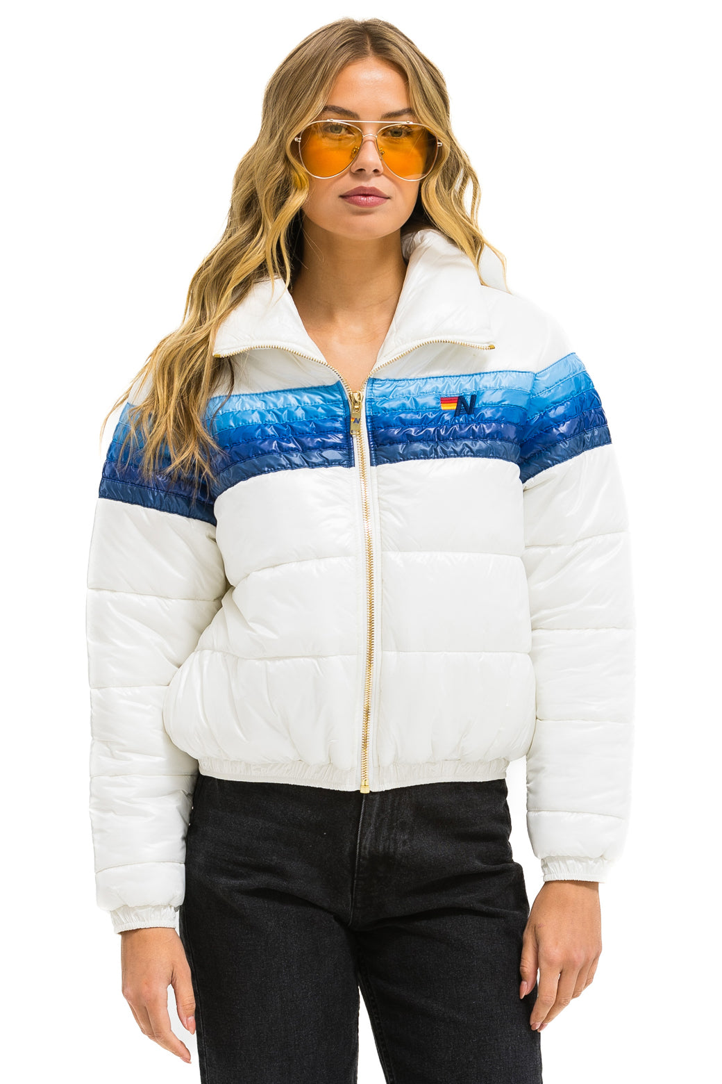 5 STRIPE APRES JACKET - GLOSSY WHITE // BLUE STRIPES - Image 2