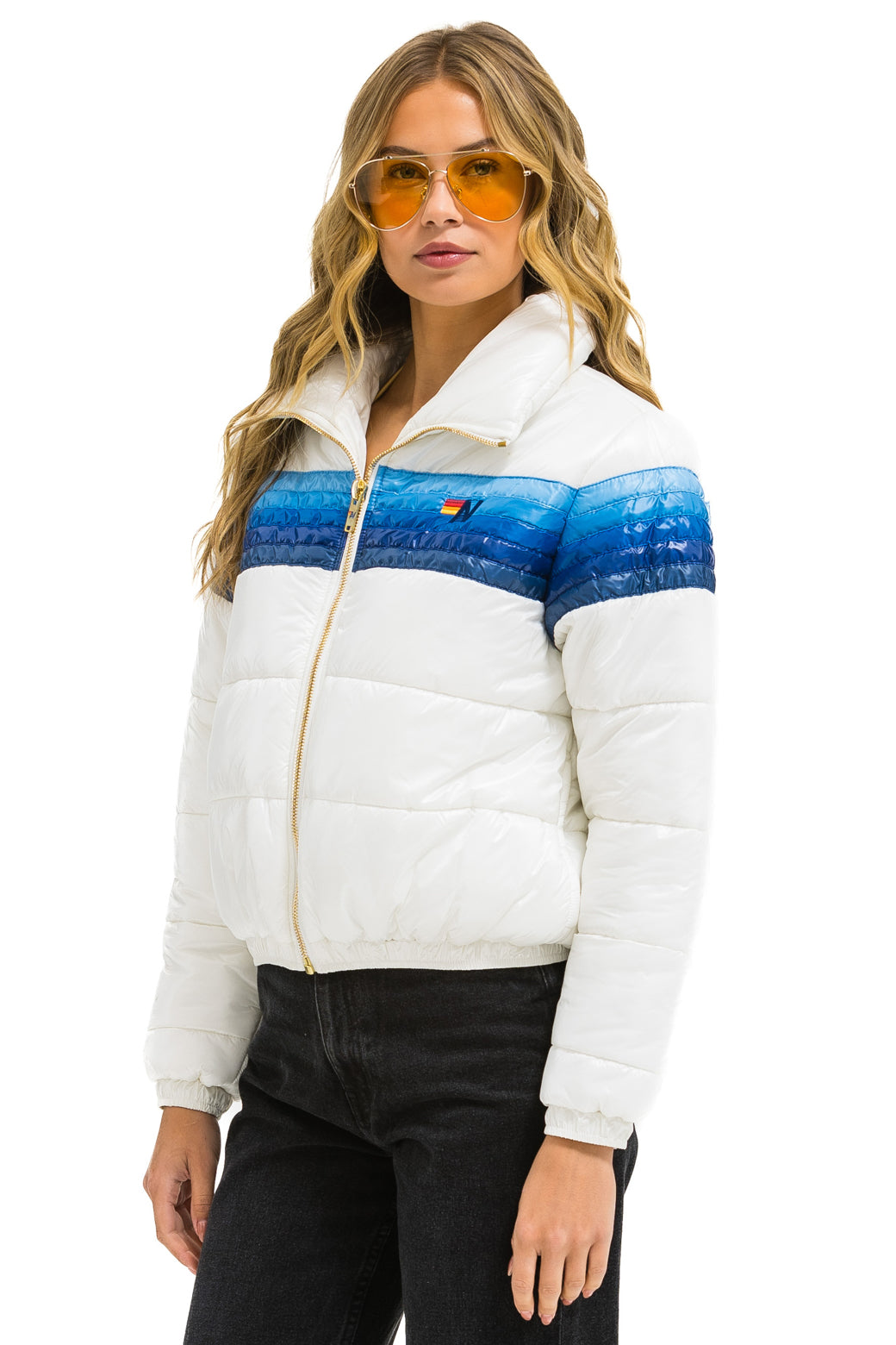 5 STRIPE APRES JACKET - GLOSSY WHITE // BLUE STRIPES - Image 4
