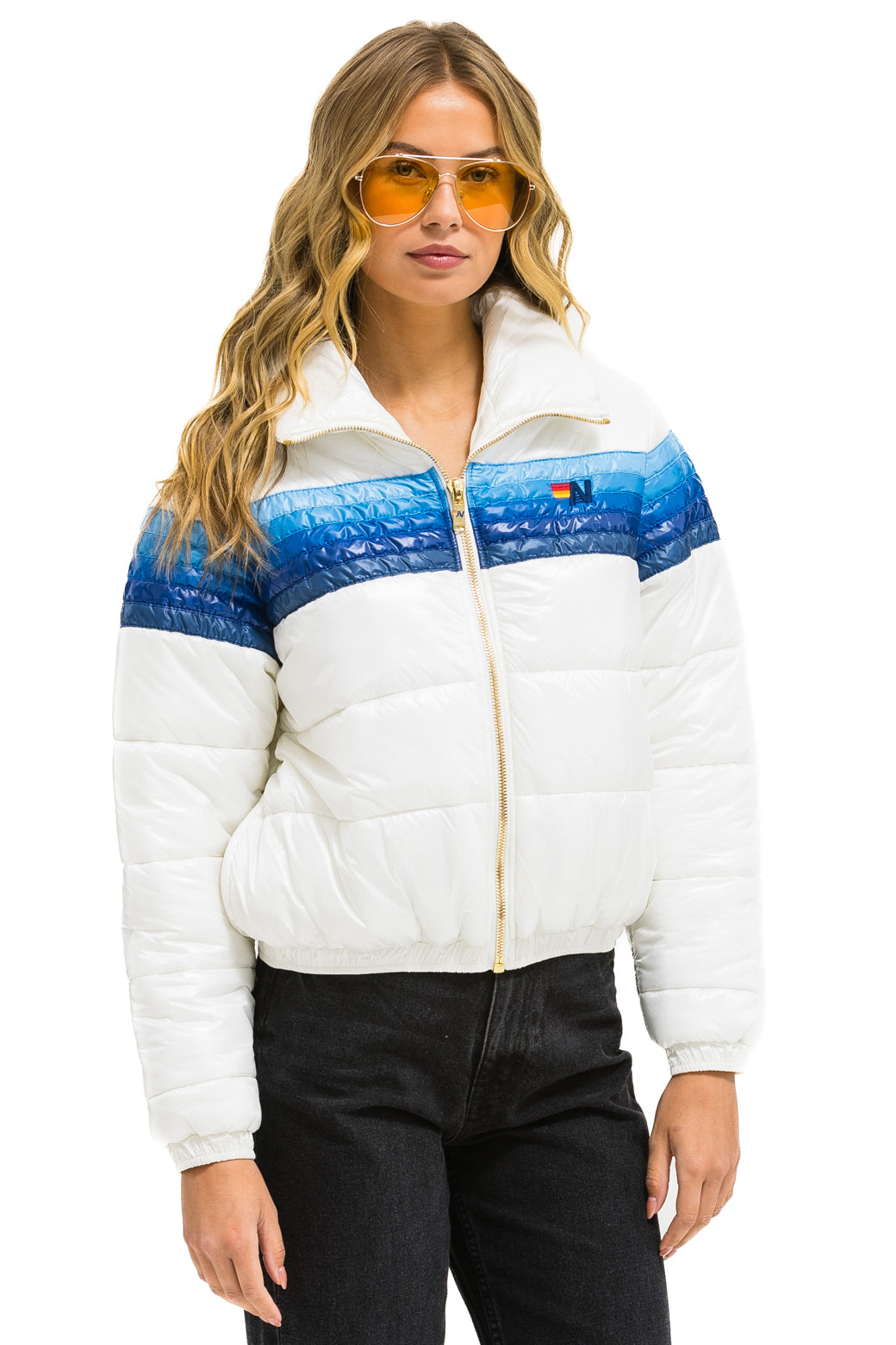 5 STRIPE APRES JACKET - GLOSSY WHITE // BLUE STRIPES - Image 3