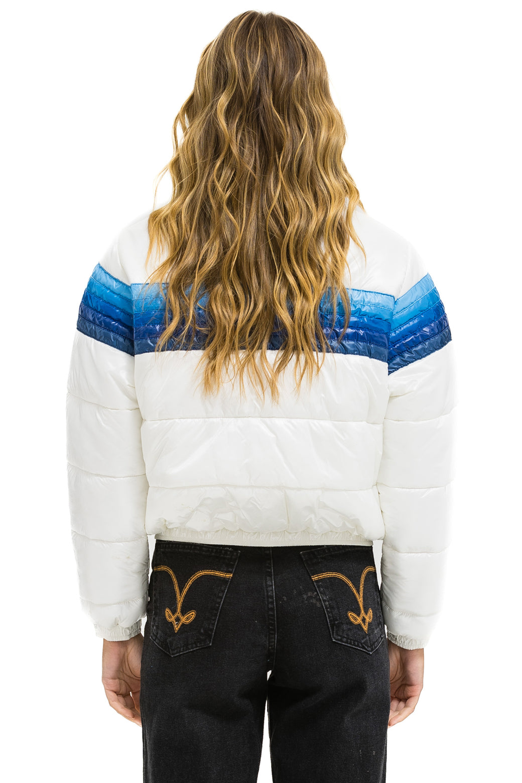 5 STRIPE APRES JACKET - GLOSSY WHITE // BLUE STRIPES - Image 5