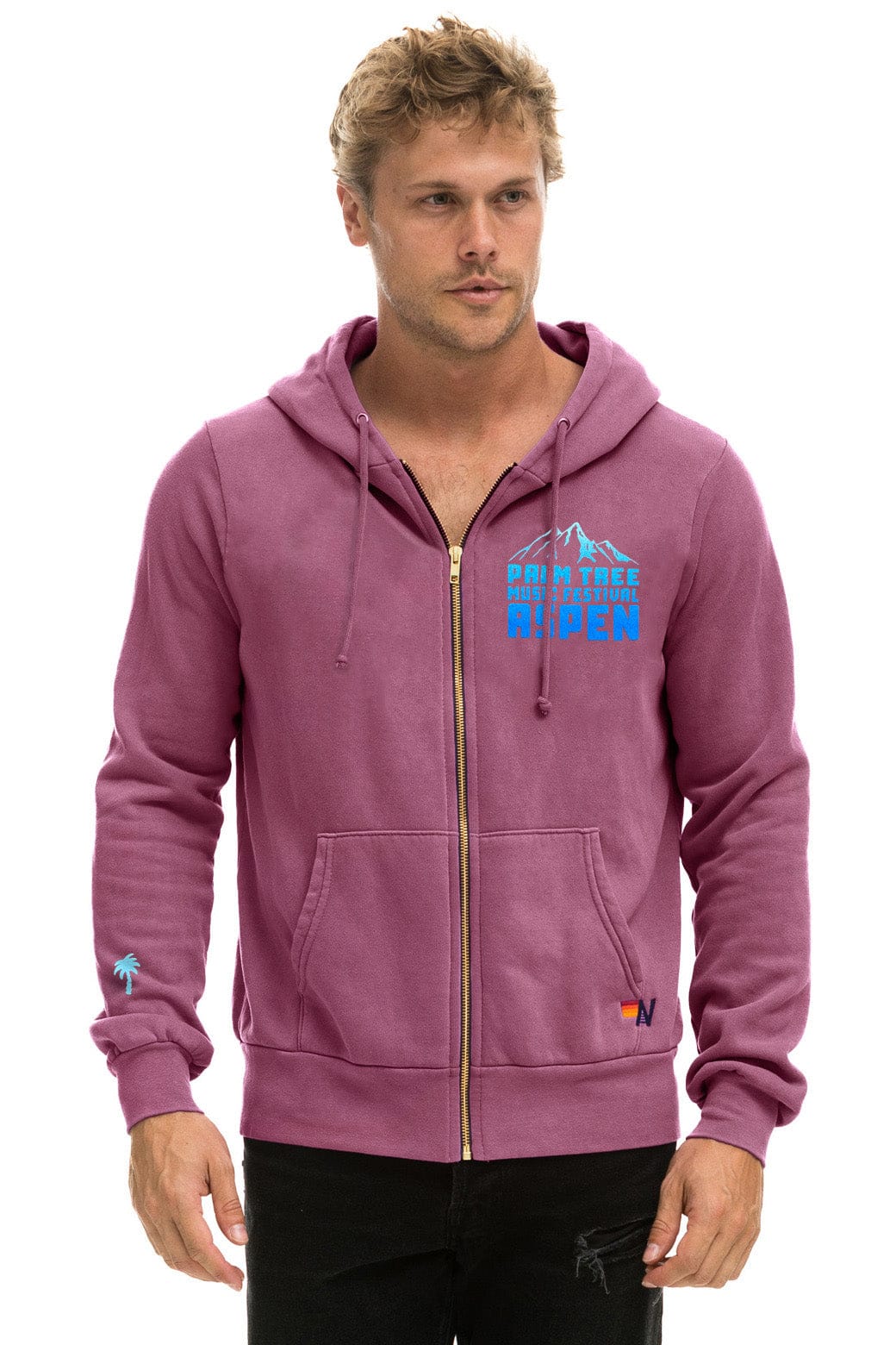 PALM TREE FESTIVAL ASPEN 2025 ZIP HOODIE - BERRY - Image 2