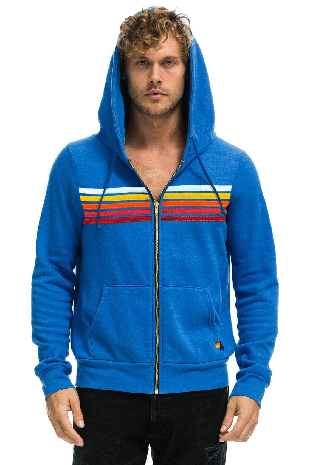 5 STRIPE HOODIE - ADVENTURE BLUE // RAINBOW WHITE - Image 2