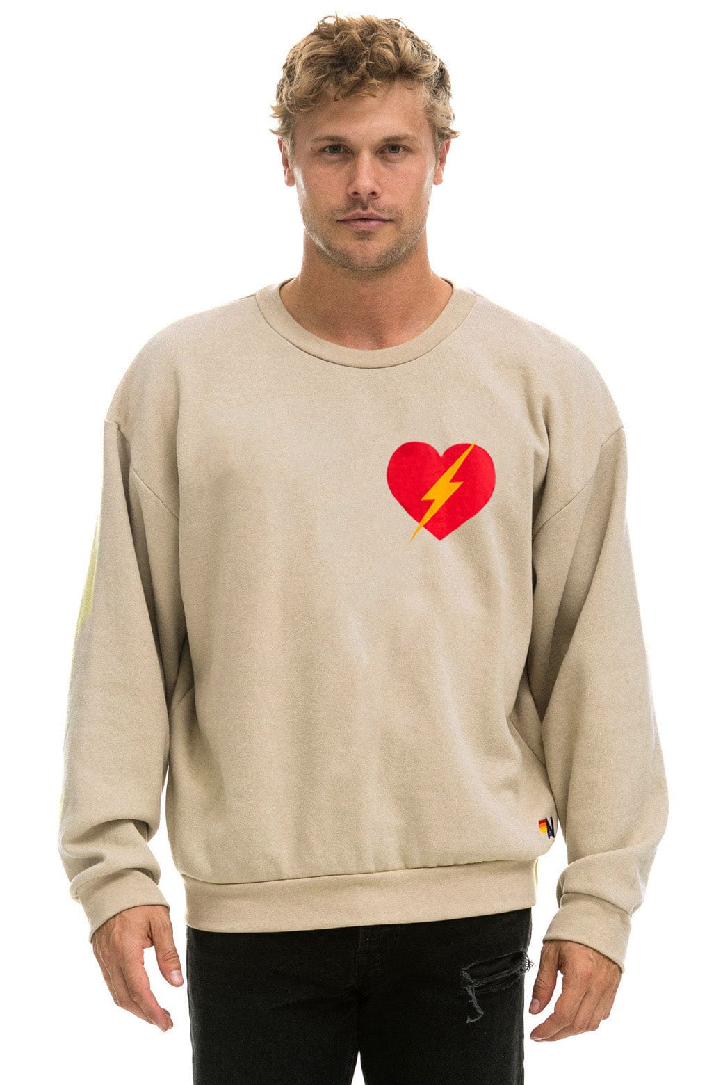 BOLT HEART RELAXED CREW SWEATSHIRT - SAND - Image 2