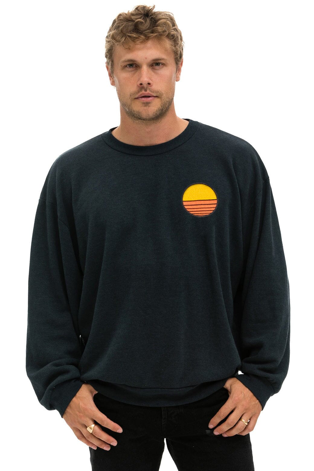 SUNSET PATCH RELAXED CREW SWEATSHIRT - CHARCOAL - Image 2