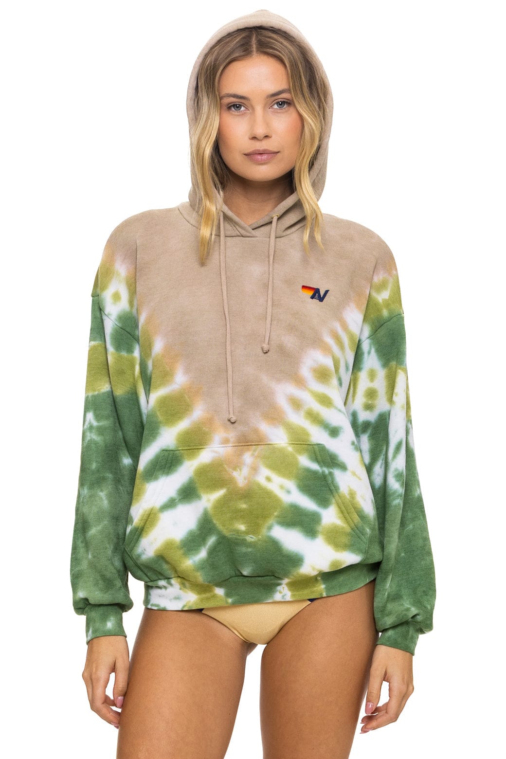 HAND DYED V RELAXED PULLOVER HOODIE - TIE DYE SAND // JUNGLE