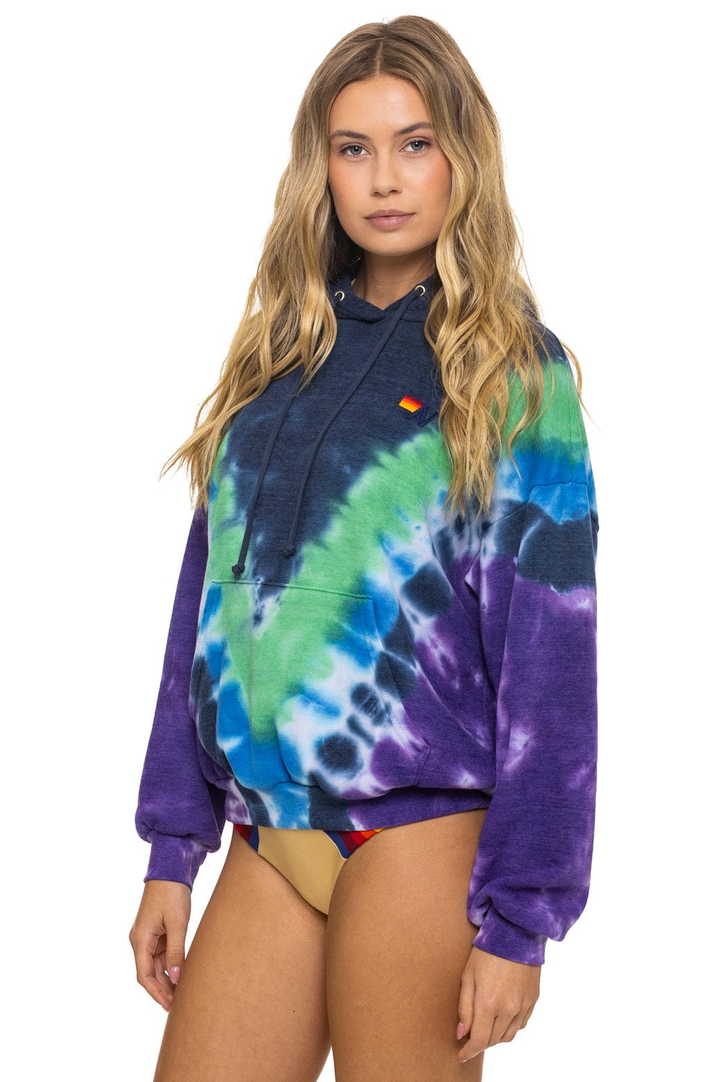 HAND DYED V RELAXED PULLOVER HOODIE - TIE DYE MIDNIGHT // PURPLE - Image 5