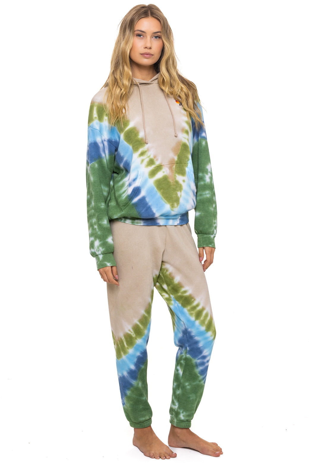 HAND DYED V SWEATPANTS - TIE DYE SAND // BLUE GREEN - Image 6